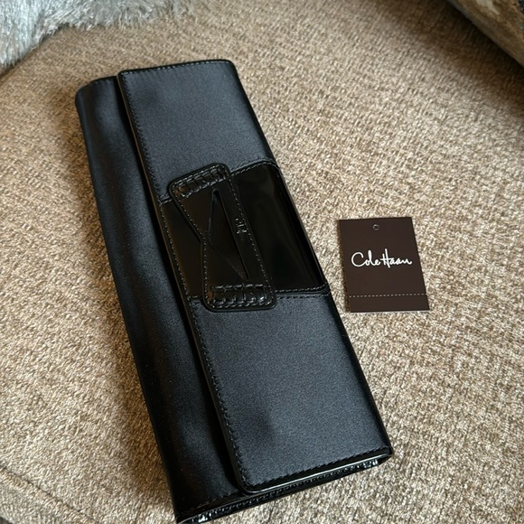 Cole Haan Handbags - NWT Cole Haan small flap black satin clutch